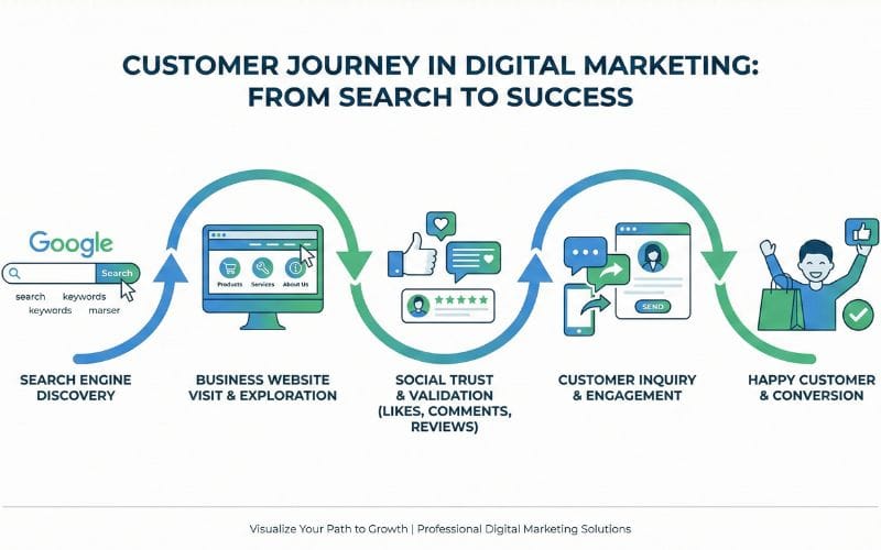 Customer journey in digital marketing from search to conversion